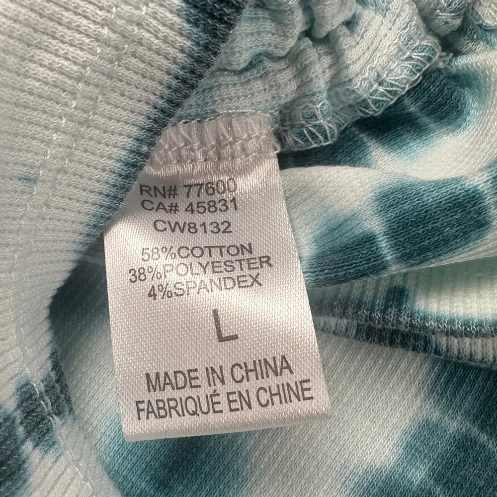 Chaser Womens Tie Dye Ribbed Cinch Side Tank Top Blue White CW8132-TIE Large NWT